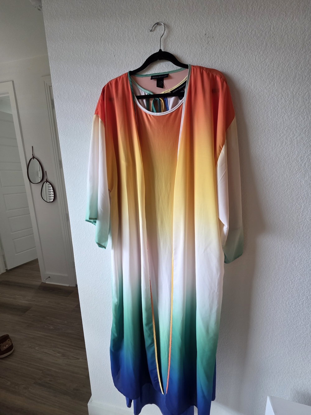 Ashley Stewart Rainbow Ombre Dress & Kimono Set